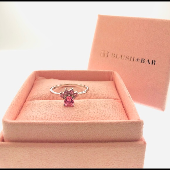Blush & Bar Jewelry Womens Blush Bar Sterling Silver Bella Paw Rose Quartz Ring Poshmark